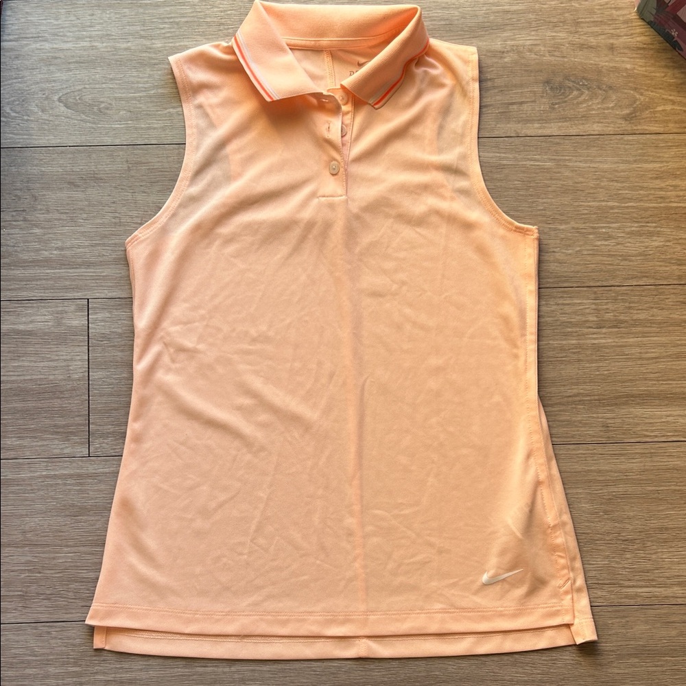 Nike Dri-Fit Peach Sleeveless Polo Top